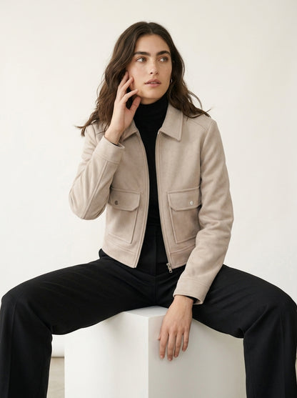 Chaqueta Cropped Soft Suede