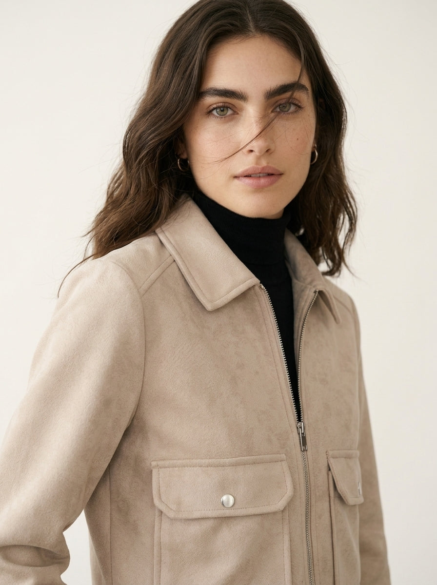 Chaqueta Cropped Soft Suede