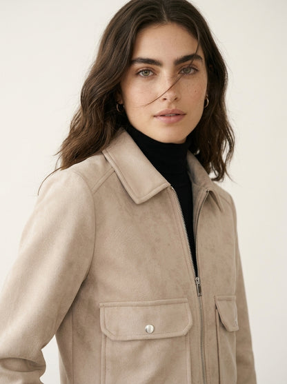 Chaqueta Cropped Soft Suede